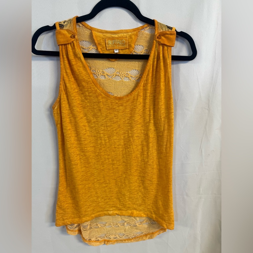 Buffalo David Bitton Mustard Lace Detail Tank Top